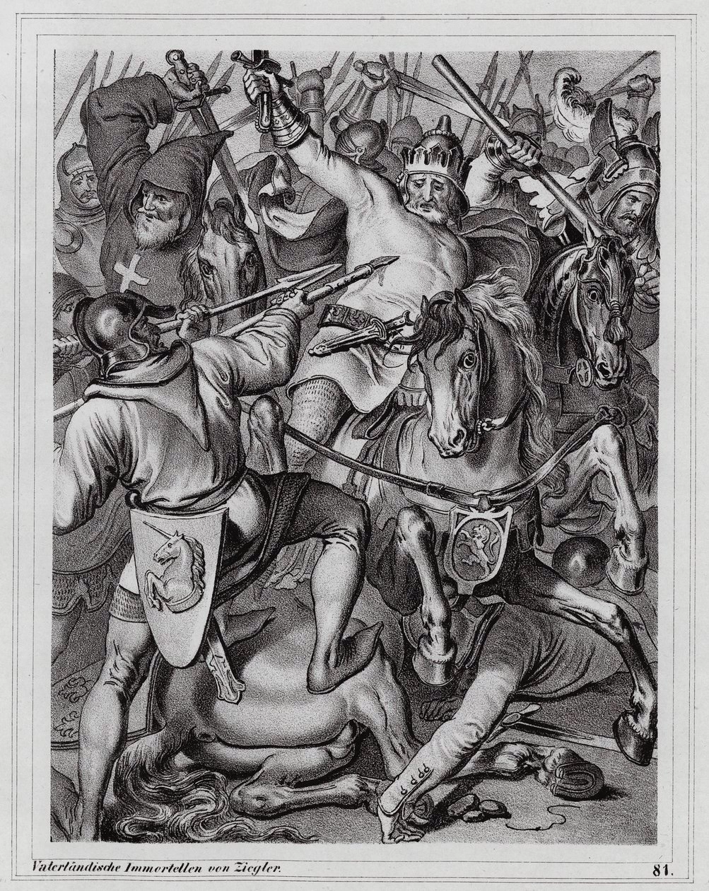Peter Johann Nepomuk Geiger - Morte di Giovanni il Cieco, re di Boemia, alla battaglia di Crecy